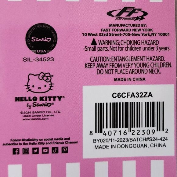 Hello Kitty White Kids Backpack | Faux Leather Red Straps Zipper Pocket | NEW - Picture 8 of 8